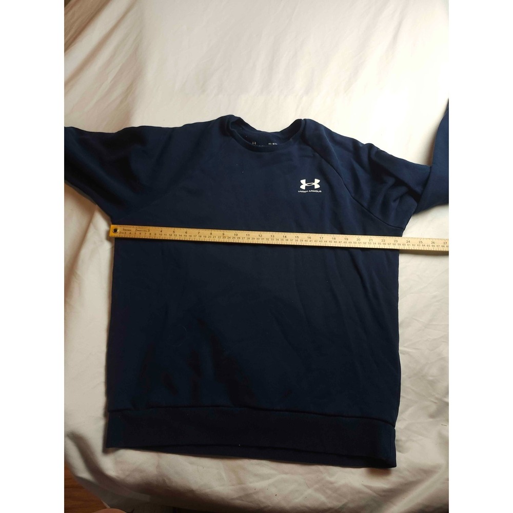 UNDER ARMOUR Sweatshirt Mens Medium Navy Blue Coldgear Loose Fleece Pullover Gym - Picture 3 of 5